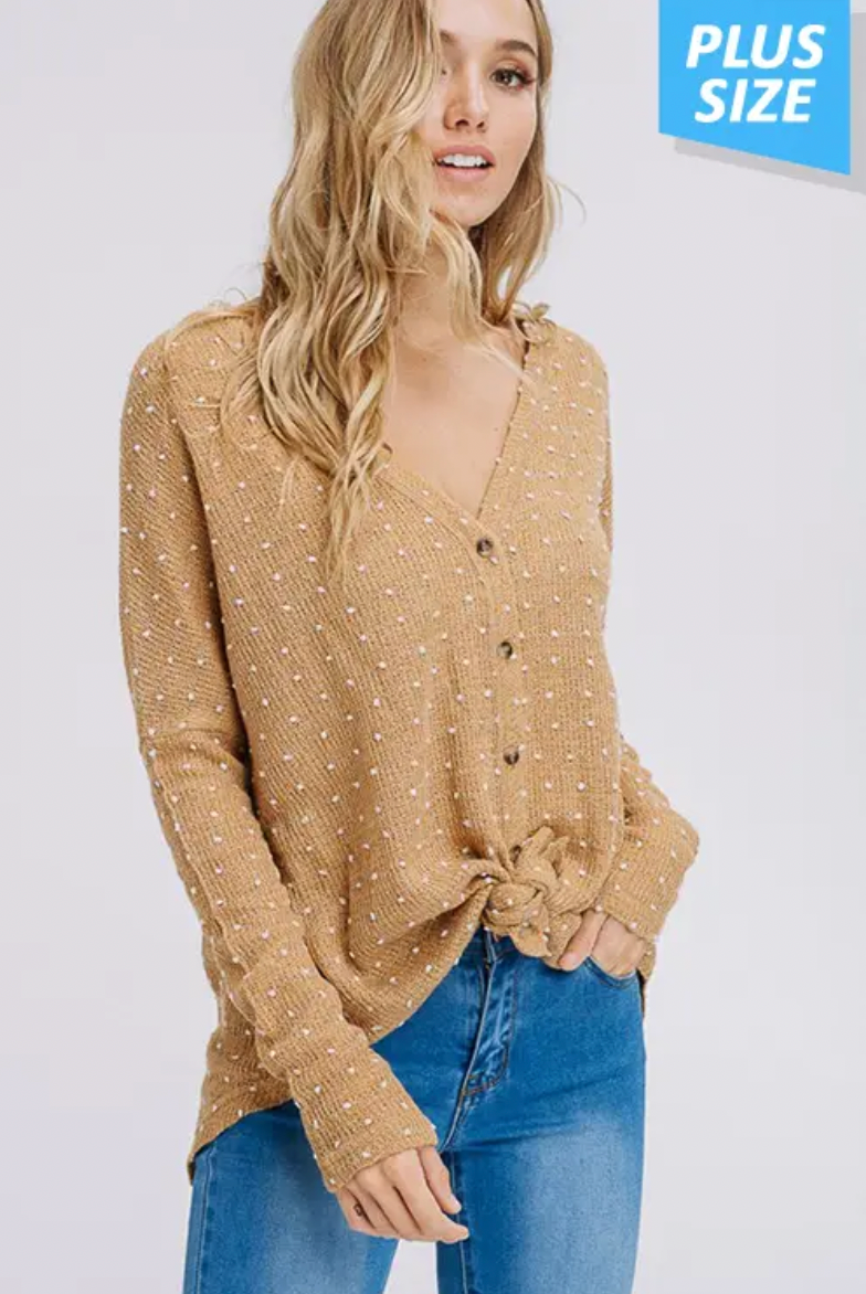 Nubby Front Button Sweaters