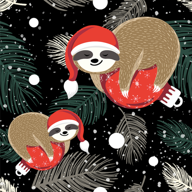 Santa hat sloths full length legging with pockets