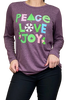 Purple Long Sleeve Peace Love Joy Top
