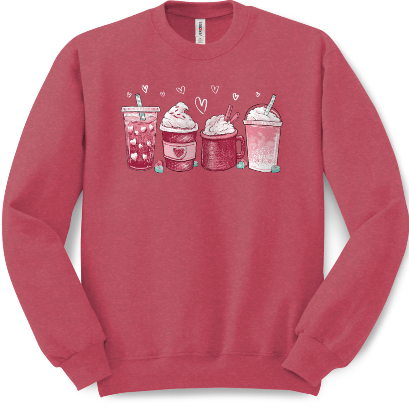 Coffee Cup Heather Red Crew Sweatshirt