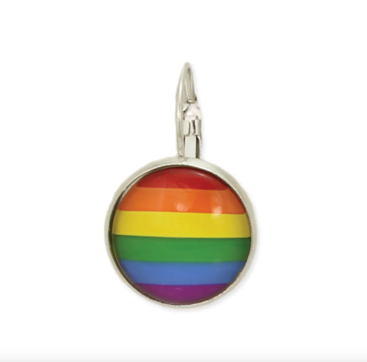 Rainbow Print Circle Earrings