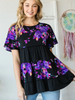 Load image into Gallery viewer, Floral/Solid Ruffled Short Sleeve Top