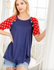 Short Sleve Navy Top with Star Sleeves