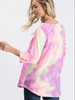 Load image into Gallery viewer, Pink/Lime Criss Cross Tie Dye 3/4 Sleeve Top