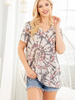 Plus Tan V Neck Tie Dye Top