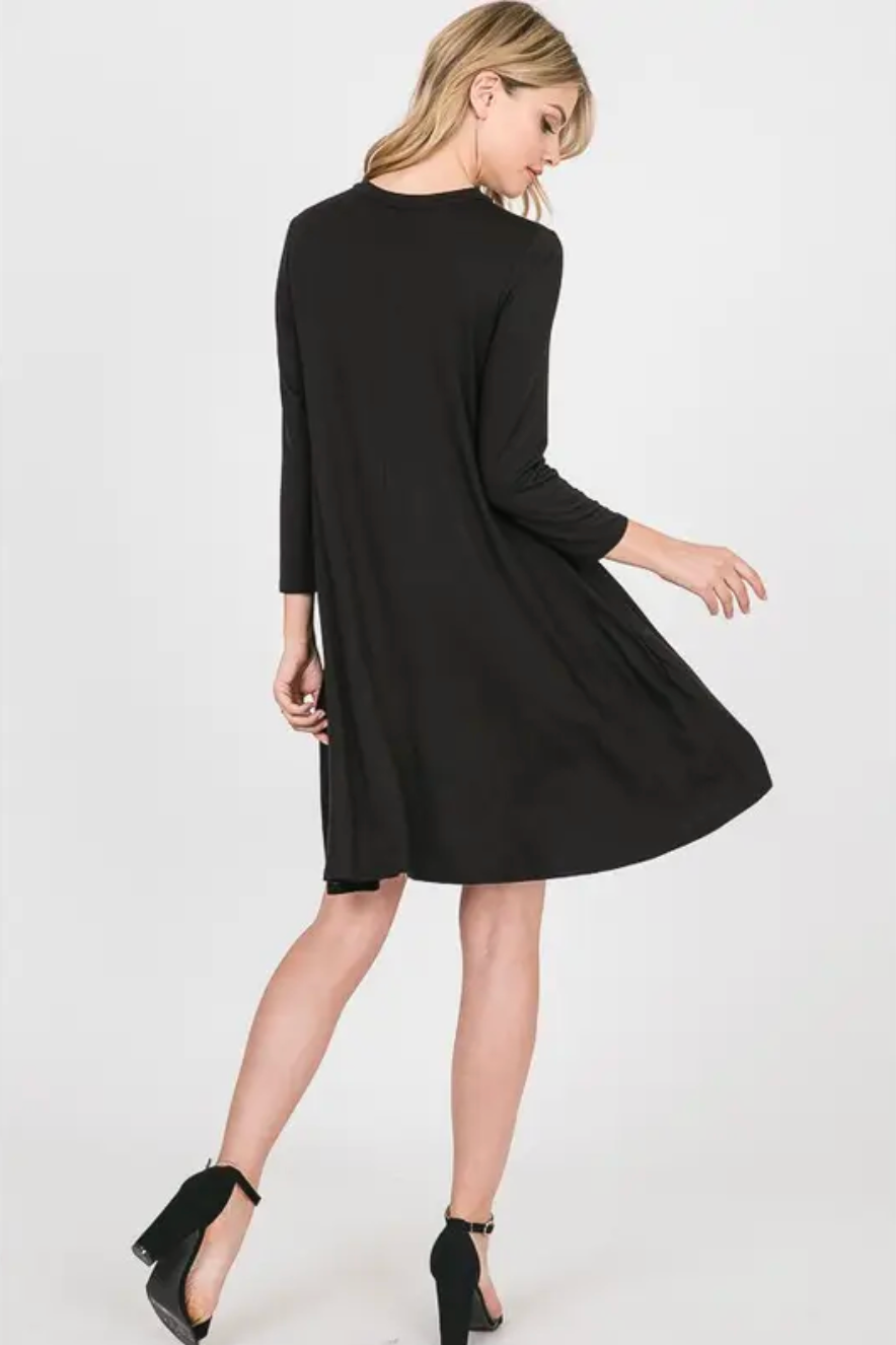 3/4 Sleeve Little Black Dress
