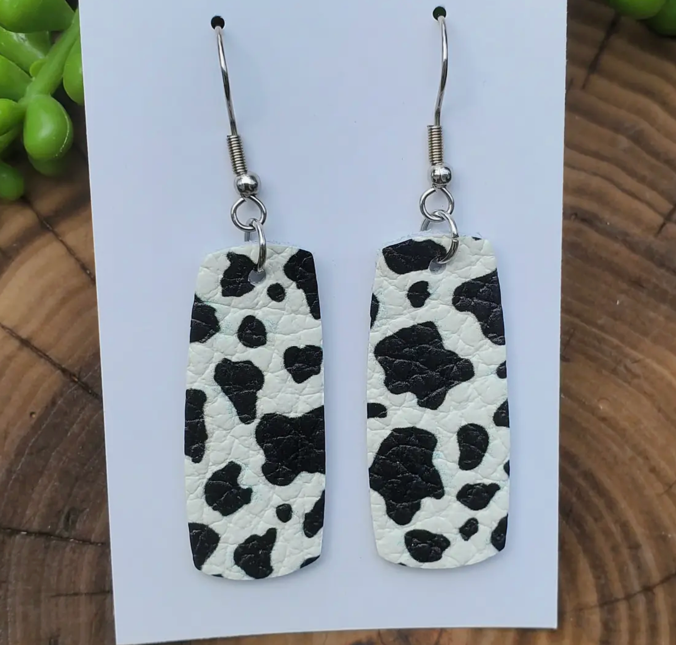 Cow Print Leather Earrings