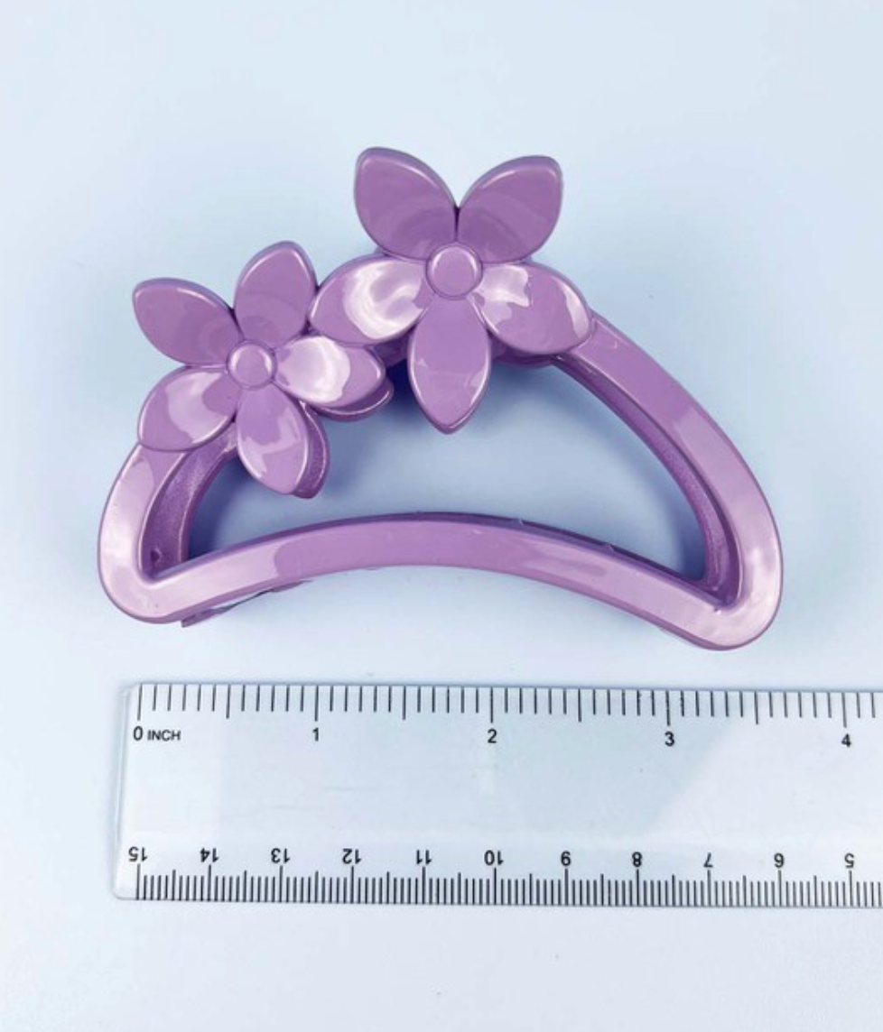 Colorful Flower Crescent Claw Clips